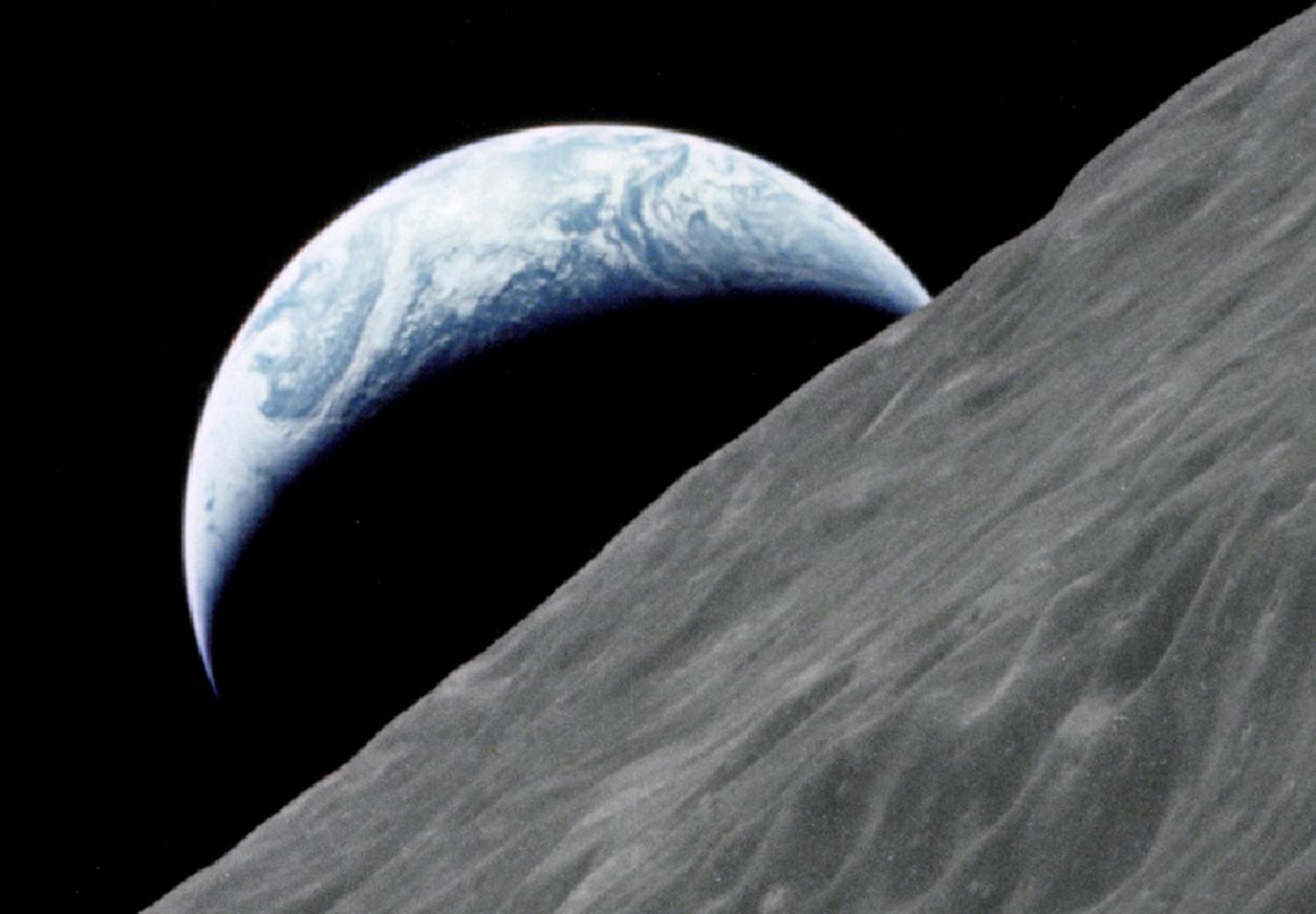 Canvas View of the Earth from the moon - a cosmic planet and cosmos landscape