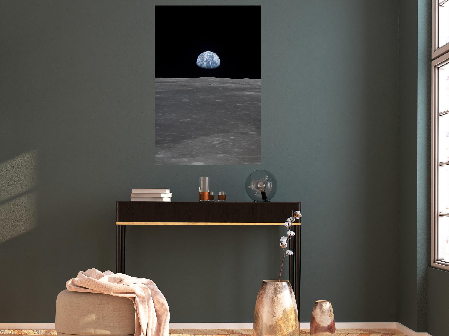 Poster Far from Home - view from the moon to planet Earth in deep space