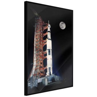 Gallery wall Destination - illuminated rocket in a docking station against the moon backdrop