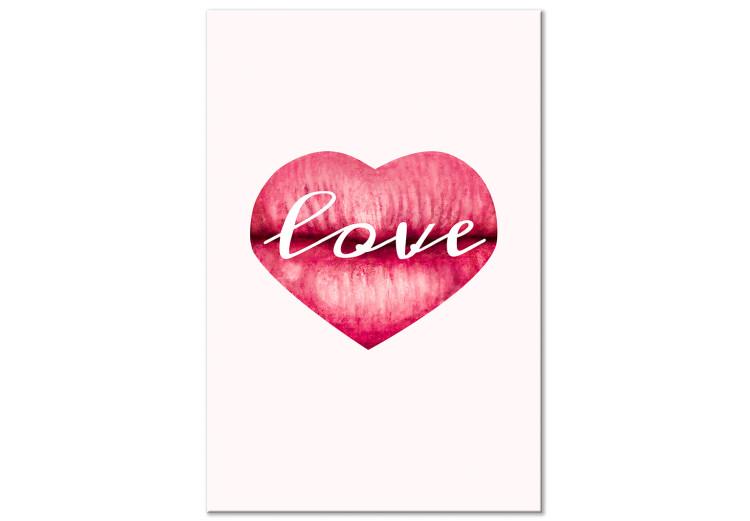 Canvas Print Lips in love - love motif with lips, heart and an English inscription