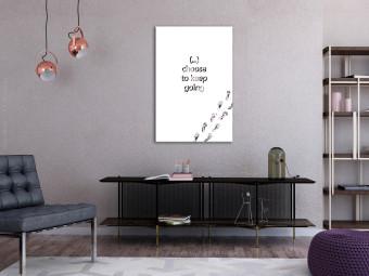 Canvas Footprints - motif with English inscription and prints of human feet