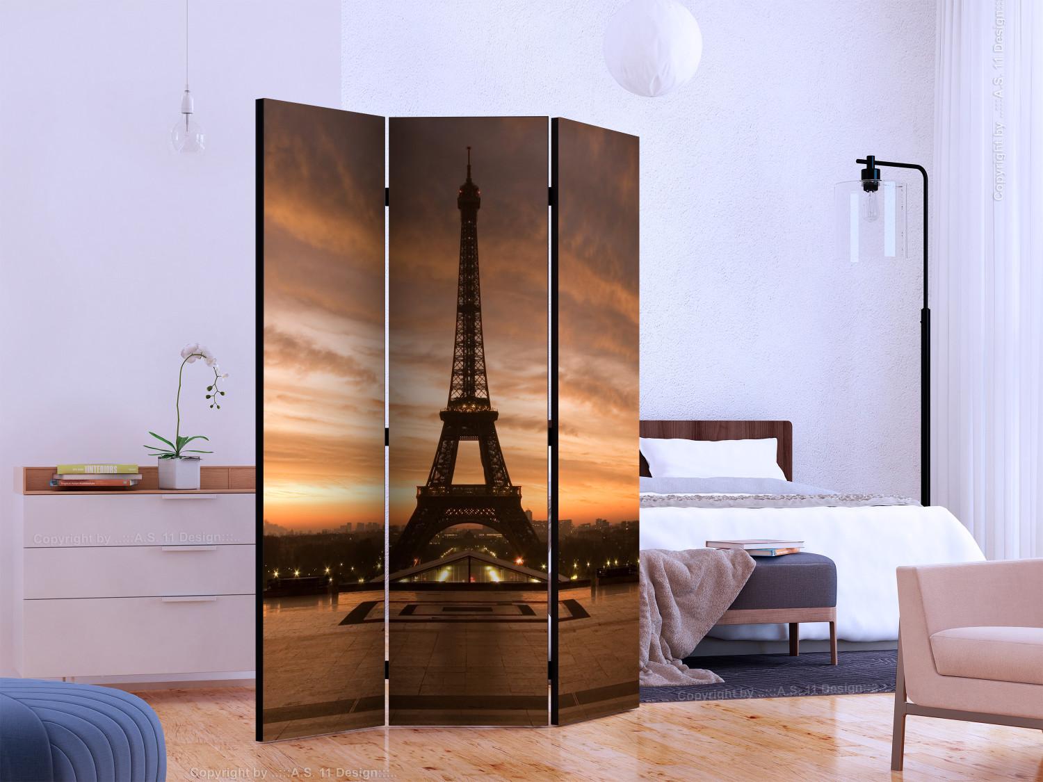 Room Divider Evening Colors of Paris - landscape of the Eiffel Tower against the sunset