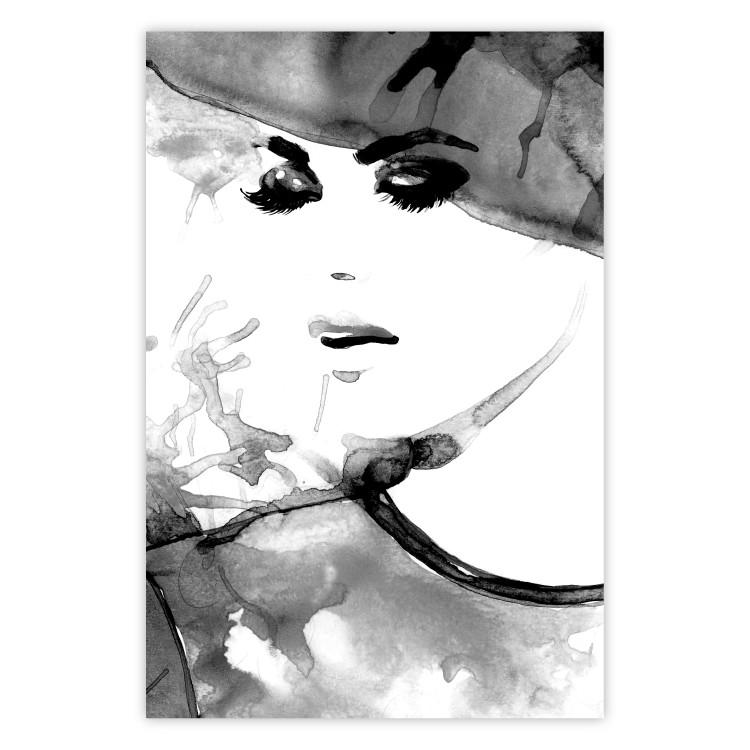 Elegant Infatuation - black and white portrait of a woman in watercolor motif