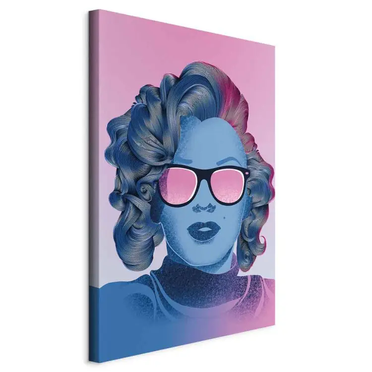 Blue Marilyn Monroe portrait - face of Norma Jeane on pink background