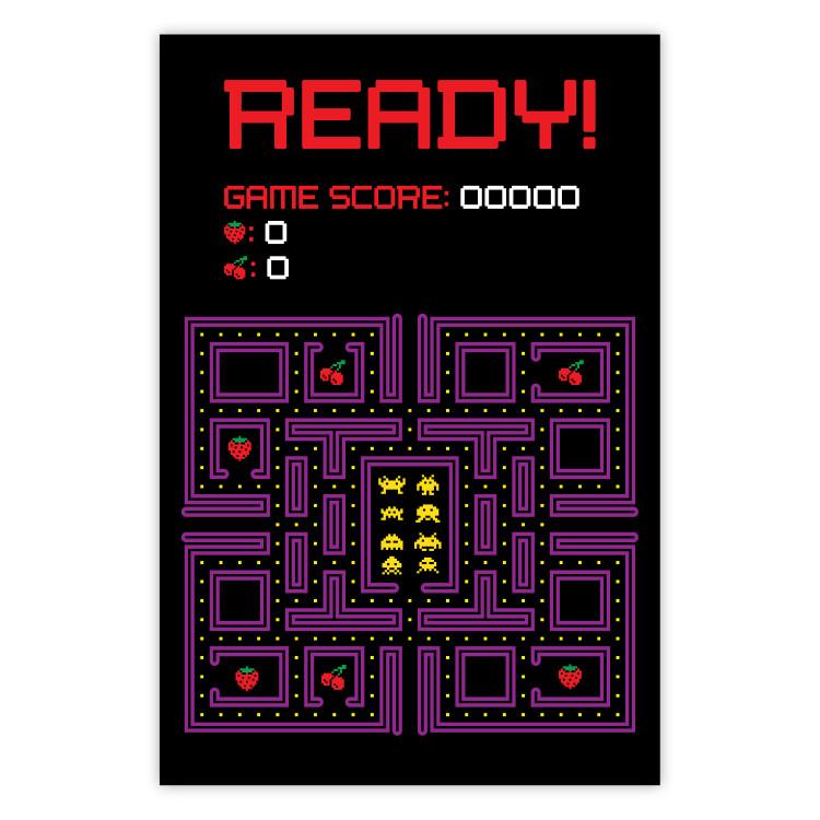 Ready! - English captions and fruit icons on Pacman game map