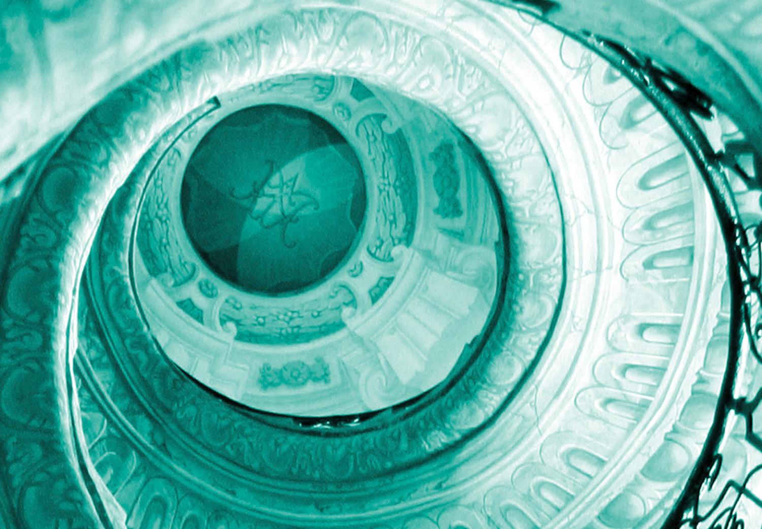 Canvas Spiral staircase - photograph of the staircase in turquoise colour