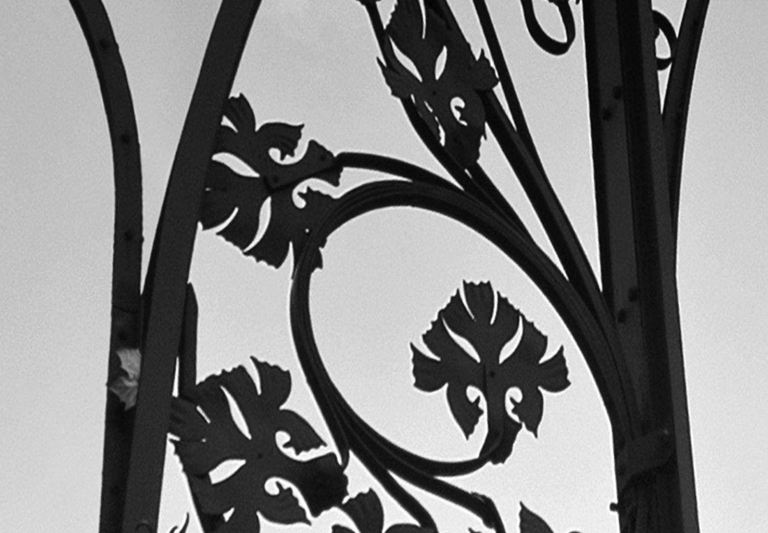Canvas Street light in Barcelona - black and white photo with architecture