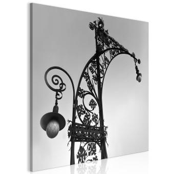 Canvas Street light in Barcelona - black and white photo with architecture