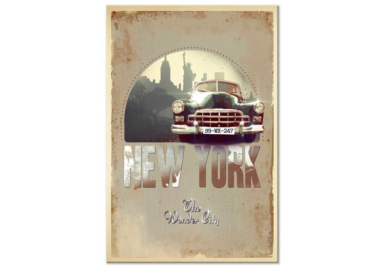Canvas Print A car from New York - retro-style graphic with the Statue of Liberty