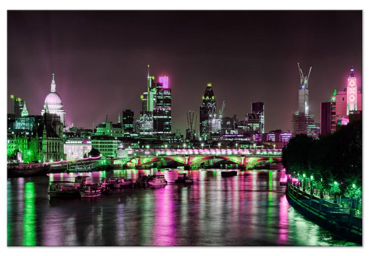 Canvas Print Bridge over the Thames - night London with St. Paul's cathedral