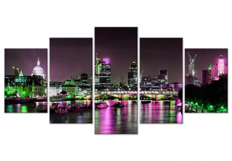 Canvas Print Night view of London - skyscrapers, St. Paul's cathedral and Thames