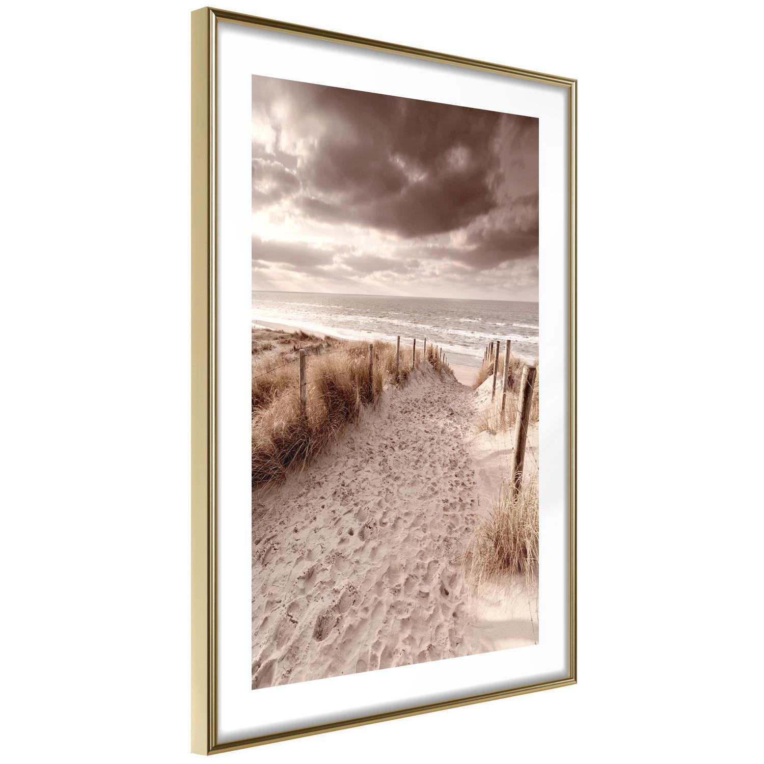 Gallery wall Distant Dune - seascape and beach against sky in sepia motif
