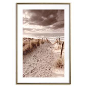 Gallery wall Distant Dune - seascape and beach against sky in sepia motif