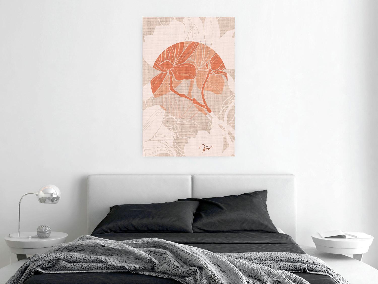 Poster Stylish Magnolia - abstract floral pattern on fabric texture