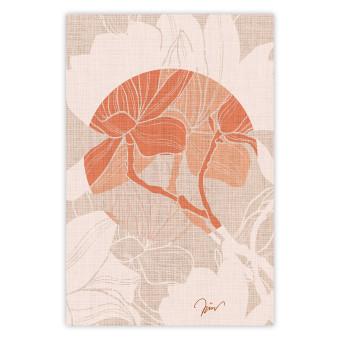Poster Stylish Magnolia - abstract floral pattern on fabric texture