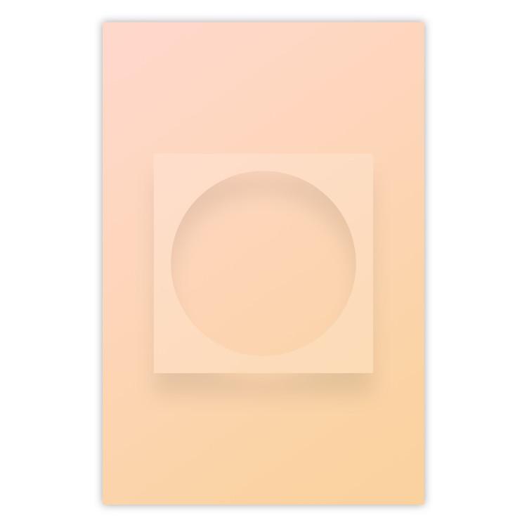 Circle in Square - geometric shapes on pastel orange background