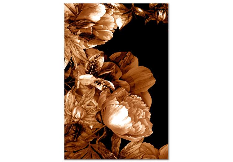 Canvas Print Autumn bouquet on black background - flowers in sepia