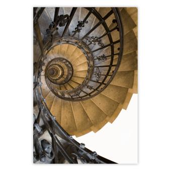 Poster Architectural Spiral - architecture of stairs with metal railing