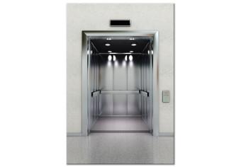 Canvas Modern elevator - grey colour photograph of office architecture