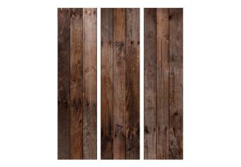 Room Divider Wooden Hut (3-piece) - background of intensely brown wood