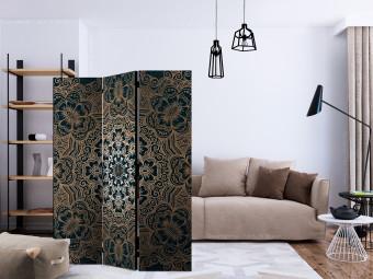 Room Divider Intricate Design (3-piece) - oriental Mandala in golden color