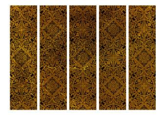 Room Divider Celtic Treasure II (5-piece) - golden ethnic design in retro style