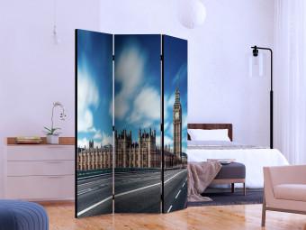 Room Divider Sunny London (3-piece) - Big Ben against the backdrop of architecture and sky