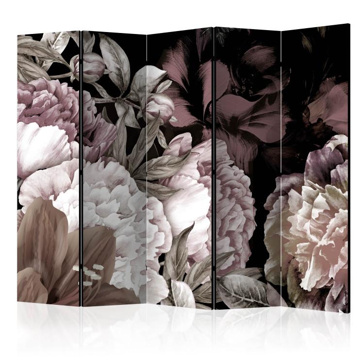 Blissful Sleep II (5-piece) - colorful leaves and flowers on a black background