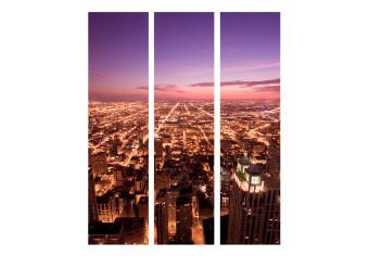 Room Divider Chicago Skyline (3-piece) - city architecture under the night sky