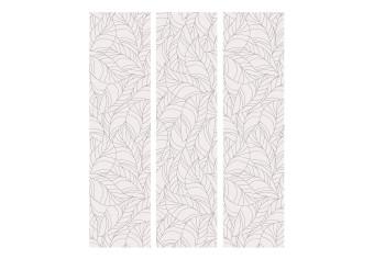 Room Divider Colorless Leaves (3-piece) - light composition with a plant motif