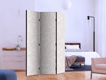 Room Divider Colorless Leaves (3-piece) - light composition with a plant motif
