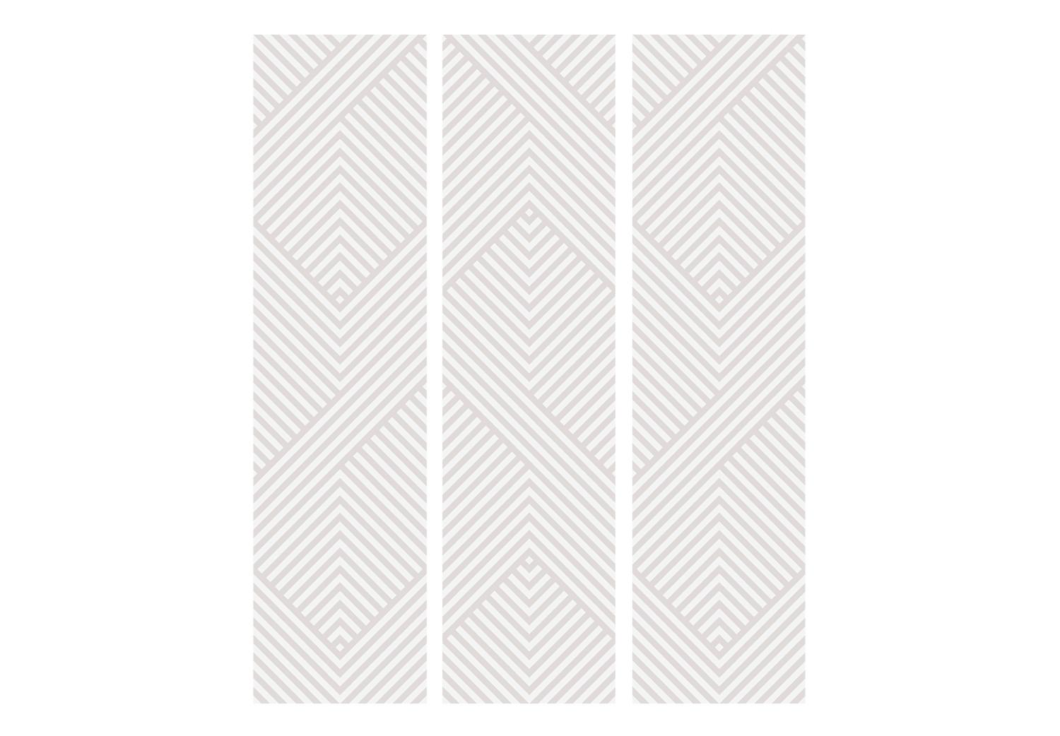 Room Divider Broken Lines (3-piece) - geometric pattern in shades of beige