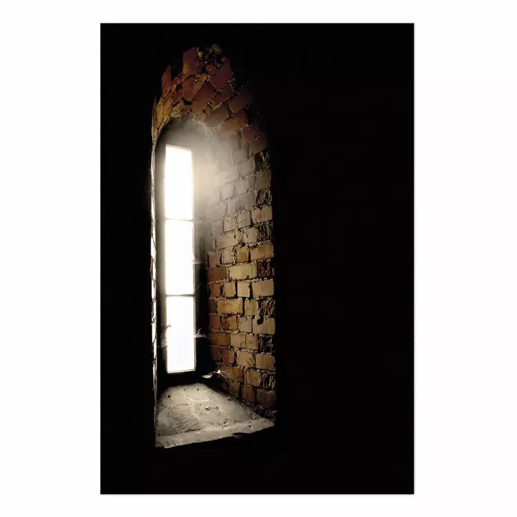 Poster Light in the Wall - architecture of ancient small brick window