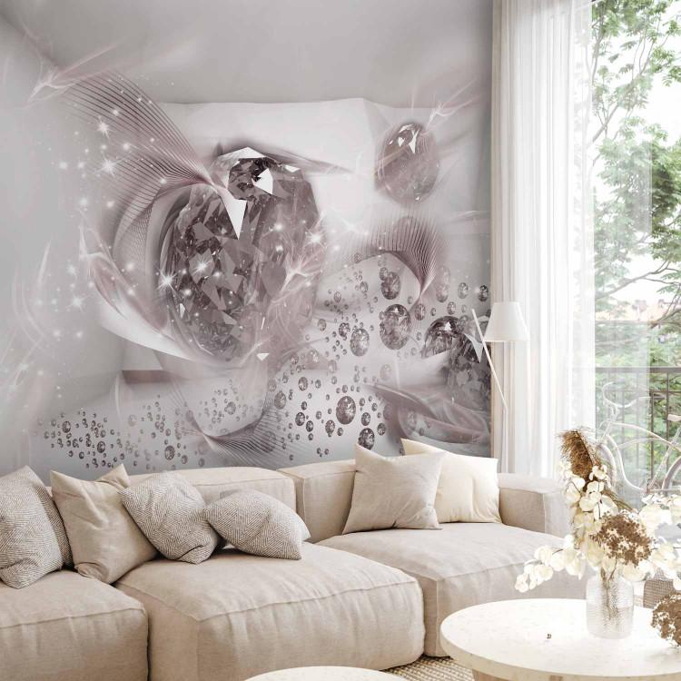 Wall Mural Drops like crystals - elegant abstraction in beige and grey