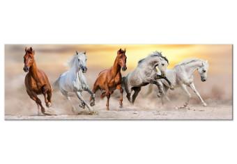 Canvas Flock of Horses (1 Part) Narrow