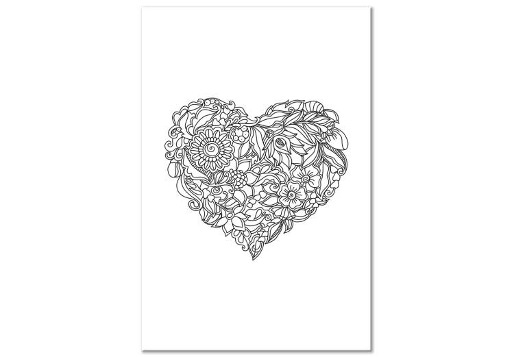 Heart with floral motifs - ethnic elements on white background