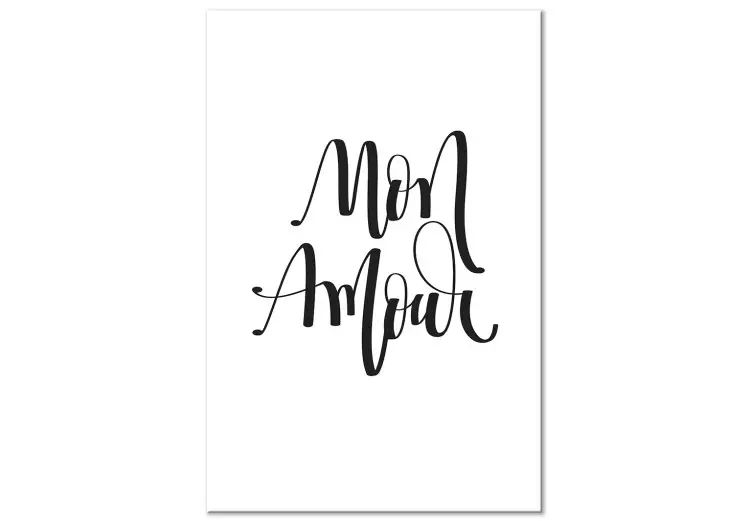 Black sign in French Mon amour - composition on a white background
