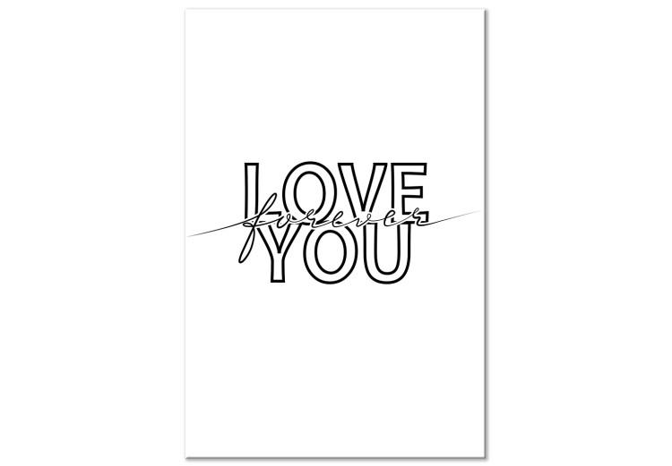 Canvas Print Black English sign Love you forever - composition on white background