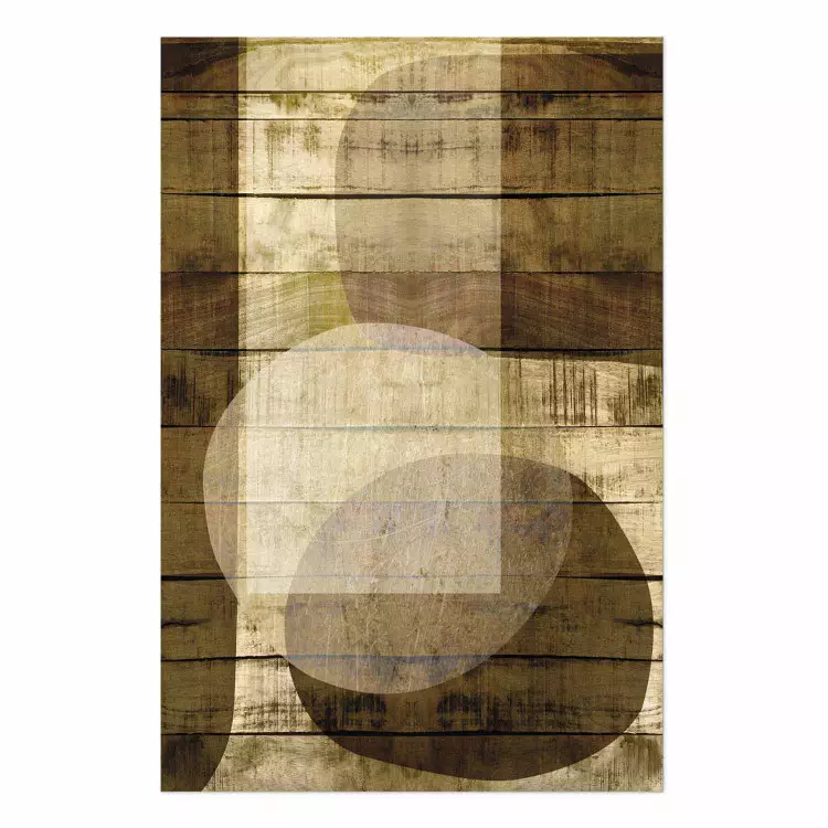 Poster Golden Chocolate - abstraction made of brown wooden planks