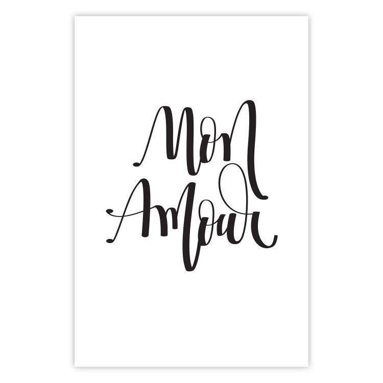 Mon Amour - black French text on a contrasting white background