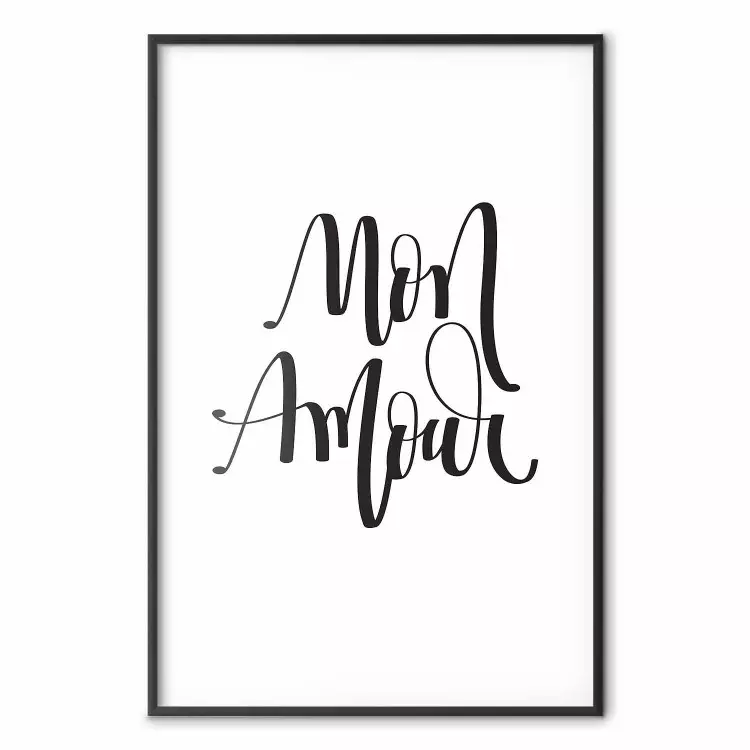 Mon Amour - black French text on a contrasting white background