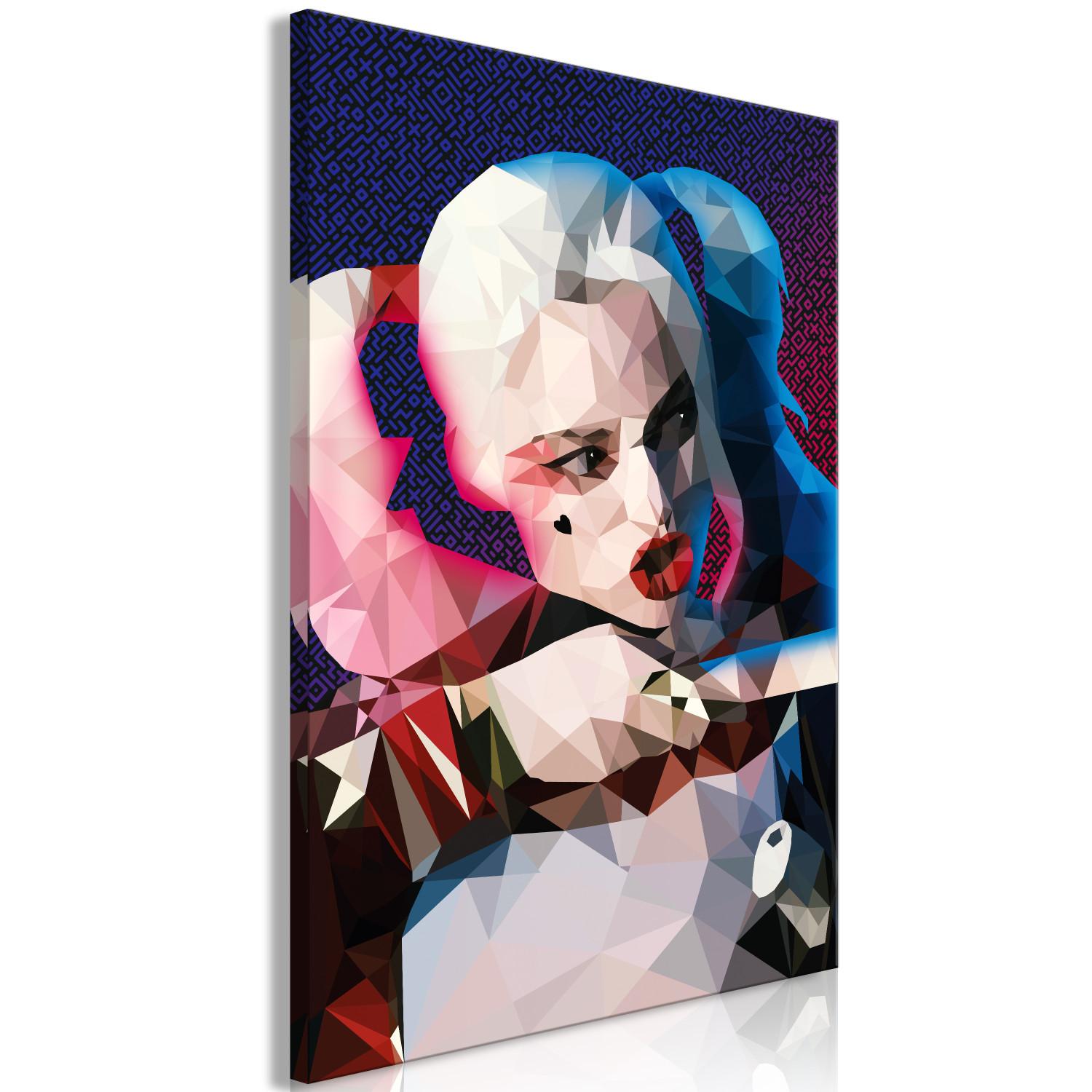 Canvas Famous heroine - a geometric, colourful portrait of a young woman