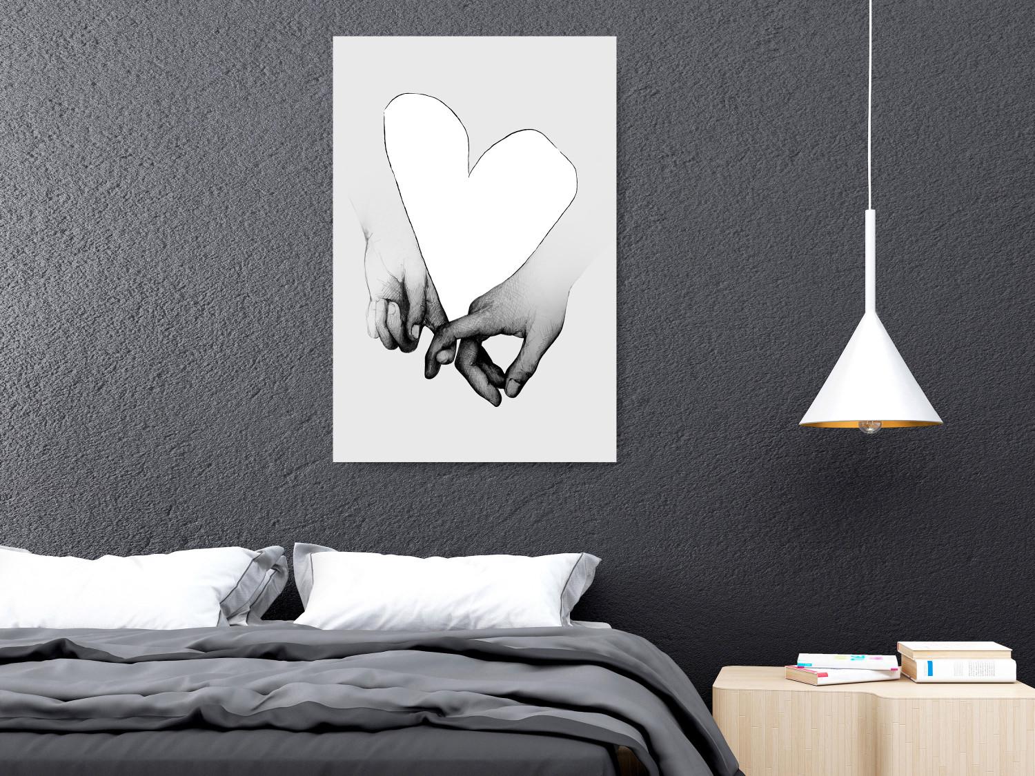 Poster Our Space - black and white clasped hands forming a heart