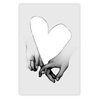 Poster Our Space - black and white clasped hands forming a heart