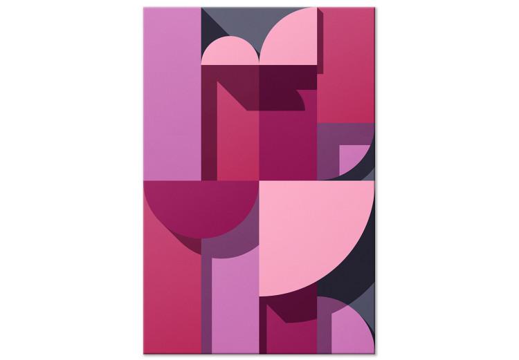 Pink and heather geometric figures - abstraction on a grey background