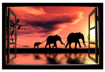 Large Canvas Evening Elephant Walk [Large Format]