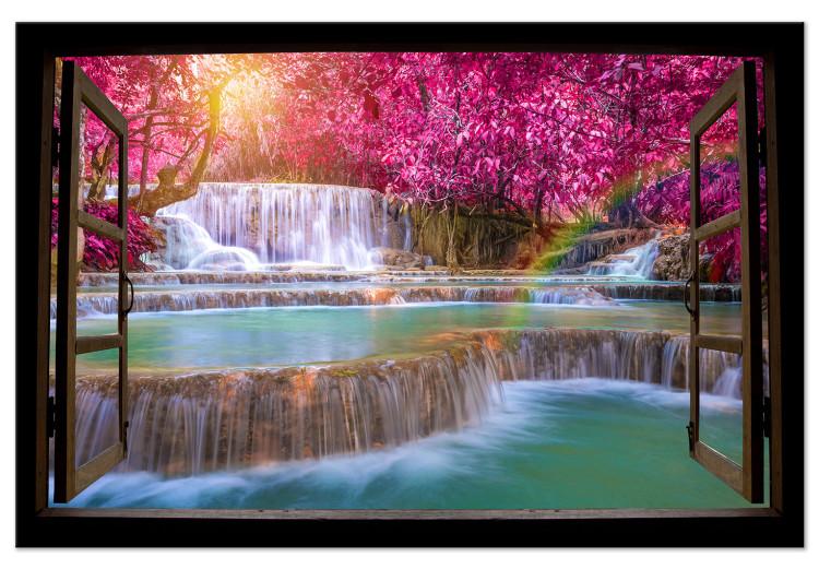 Large Canvas Print Pink Trees and Waterfall [Large Format]