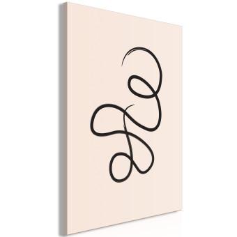 Canvas Black, twisted string - an abstract wave on a beige background