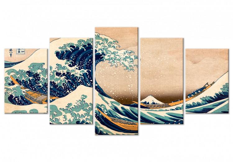 Canvas Print The Great Wave off Kanagawa (5 Parts) Wide