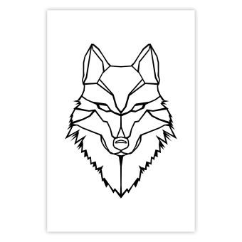 Poster Guardian - black wolf created from geometric figures on a white background